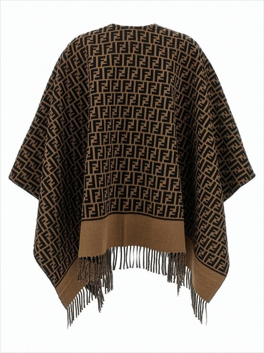 Geometric Monogram Patterned Cape