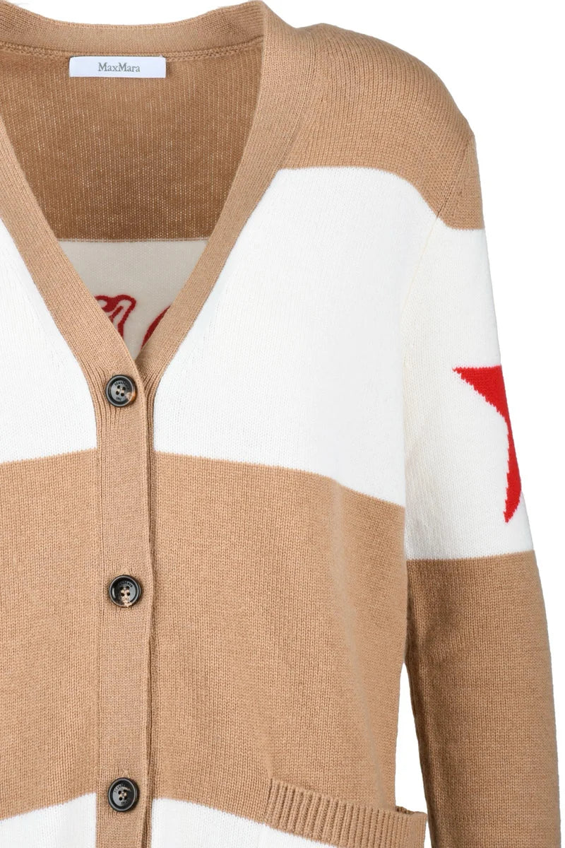 Long Cardigan Wool/Cashmere - Beige/White