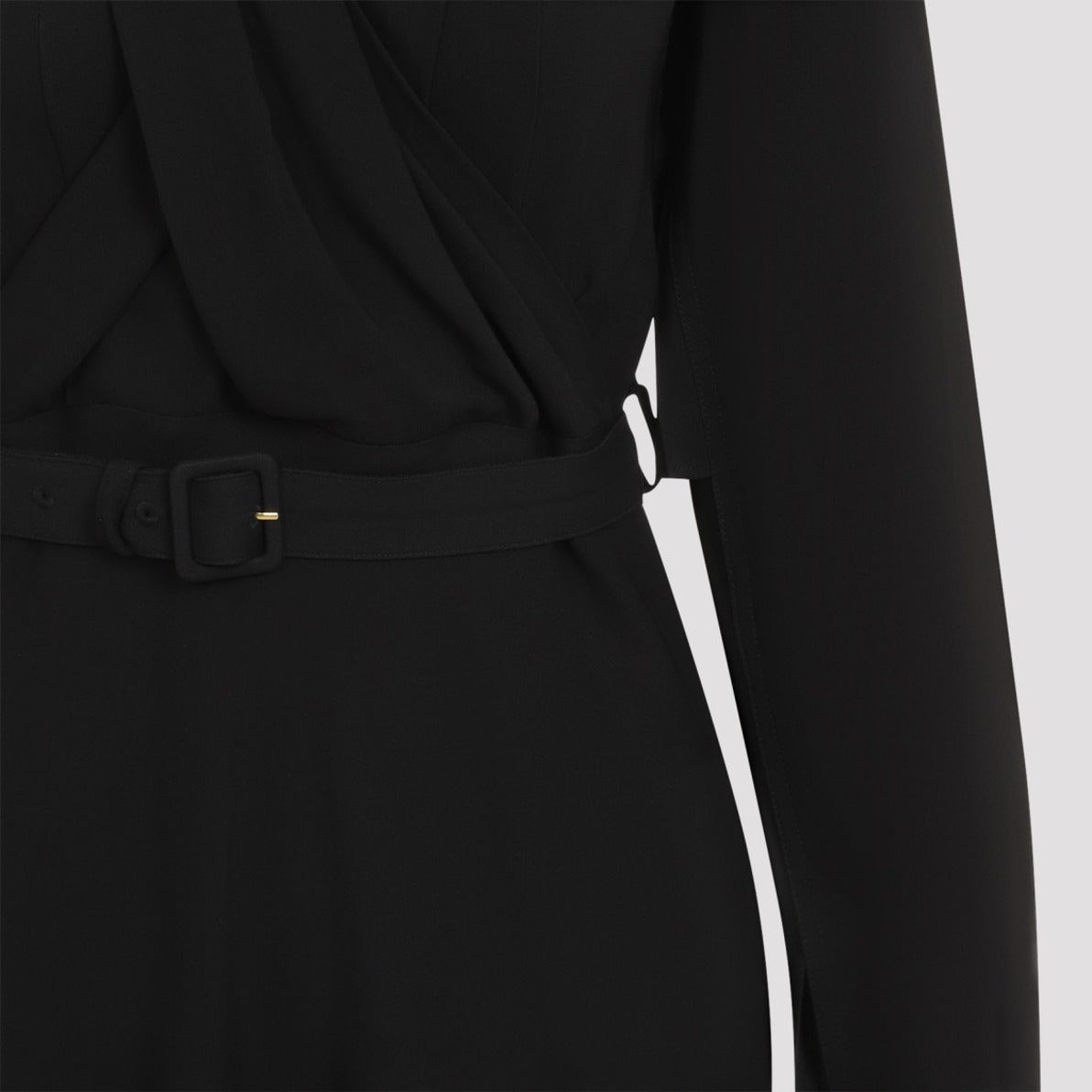 Wrap Dress With Belt And Flowing Skirt