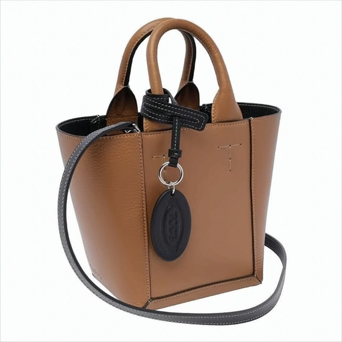 Textured Leather Tote Bag with Detachable Strap