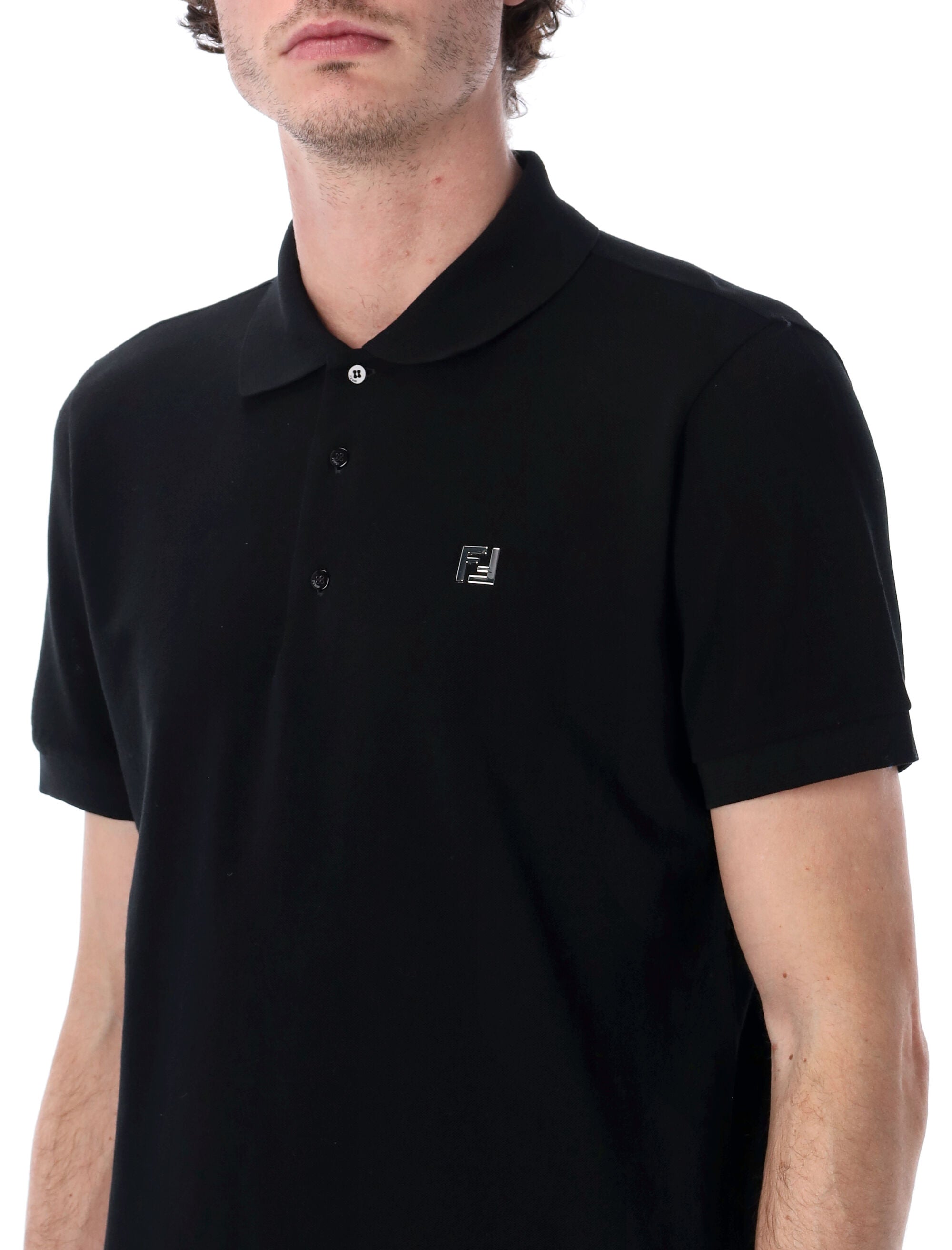Koszulka polo FF Cotton Piqué z logo z palladowym wykończeniem