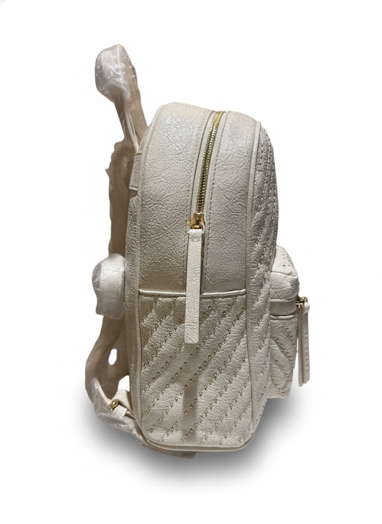 Quilted Textured Backpack with Metallic Details