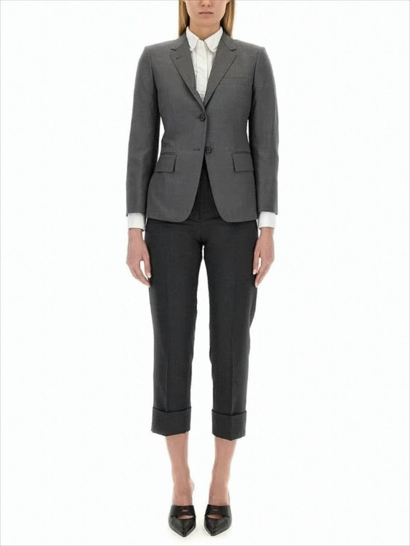 Tailored Cropped Suit Pants with Cuffed Hem and Refined Details