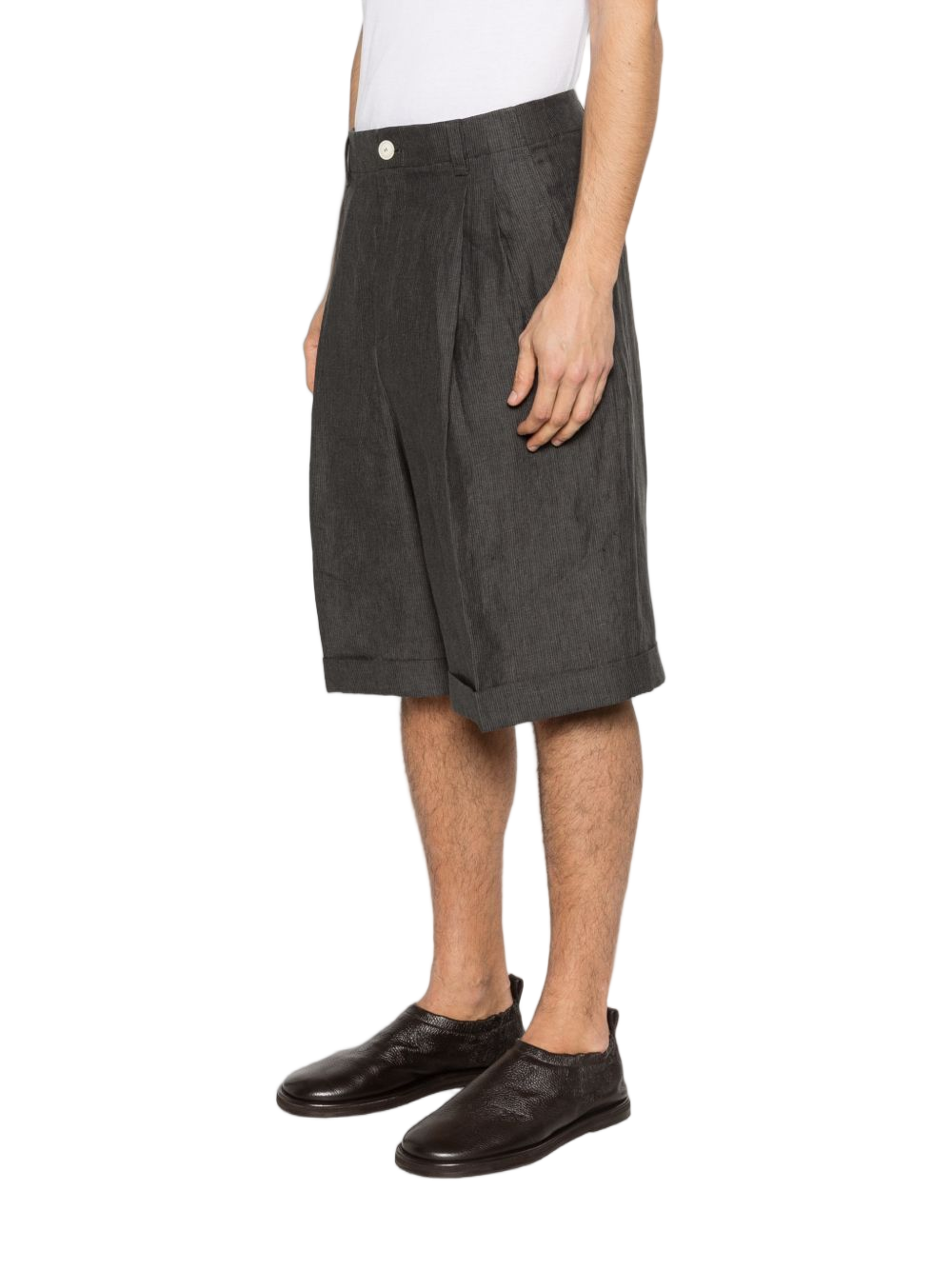 Relaxed Fit Grey Shorts with Cuffed Hem