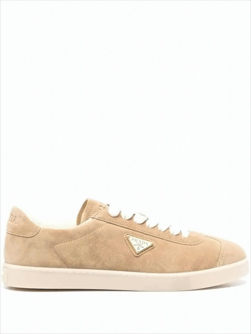 Low-Profile Suede Sneakers With White Rubber Sole