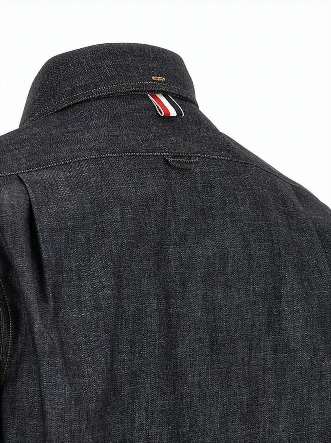 Denim Button-Down Shirt with Contrast Stitching