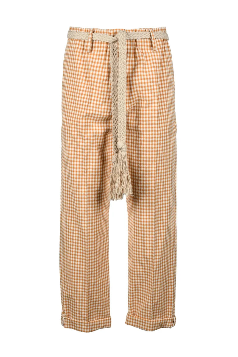 High-Waisted Chino Trousers - Curry