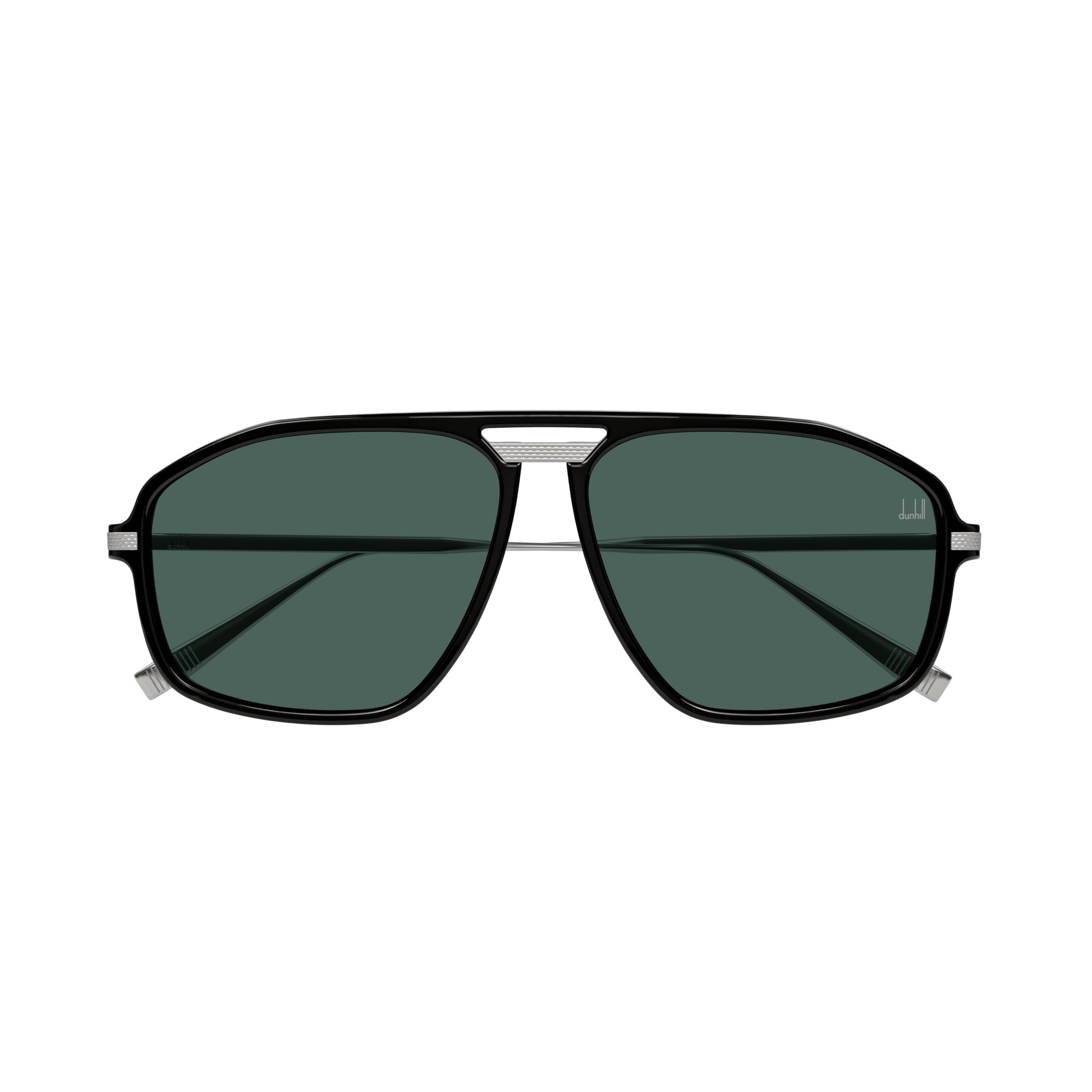 Du0120s Squared Black Sunglasses with Textured Silver Temples