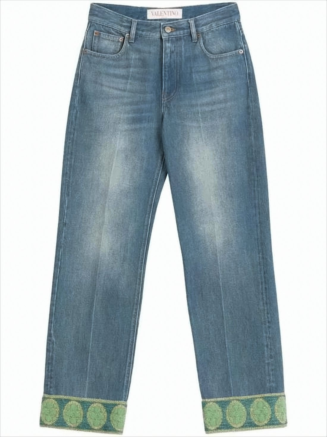 Straight-Leg Denim Pants with Unique Cuff Detail