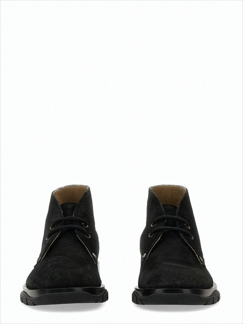 Suede Lace-Up Boots with Streamlined Design
