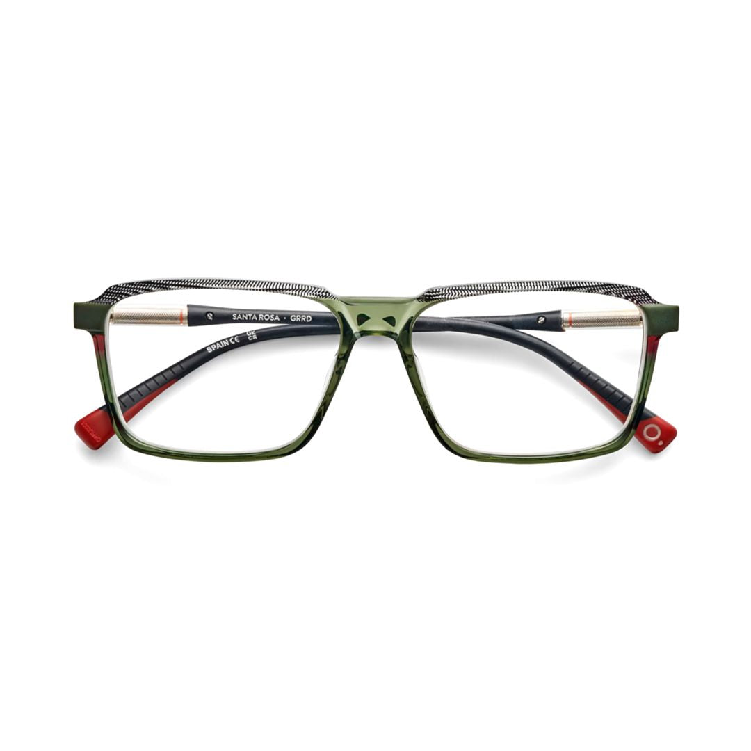 Santa Rosa Translucent Olive Green Rectangular Frame Eyeglasses with Textured Temples