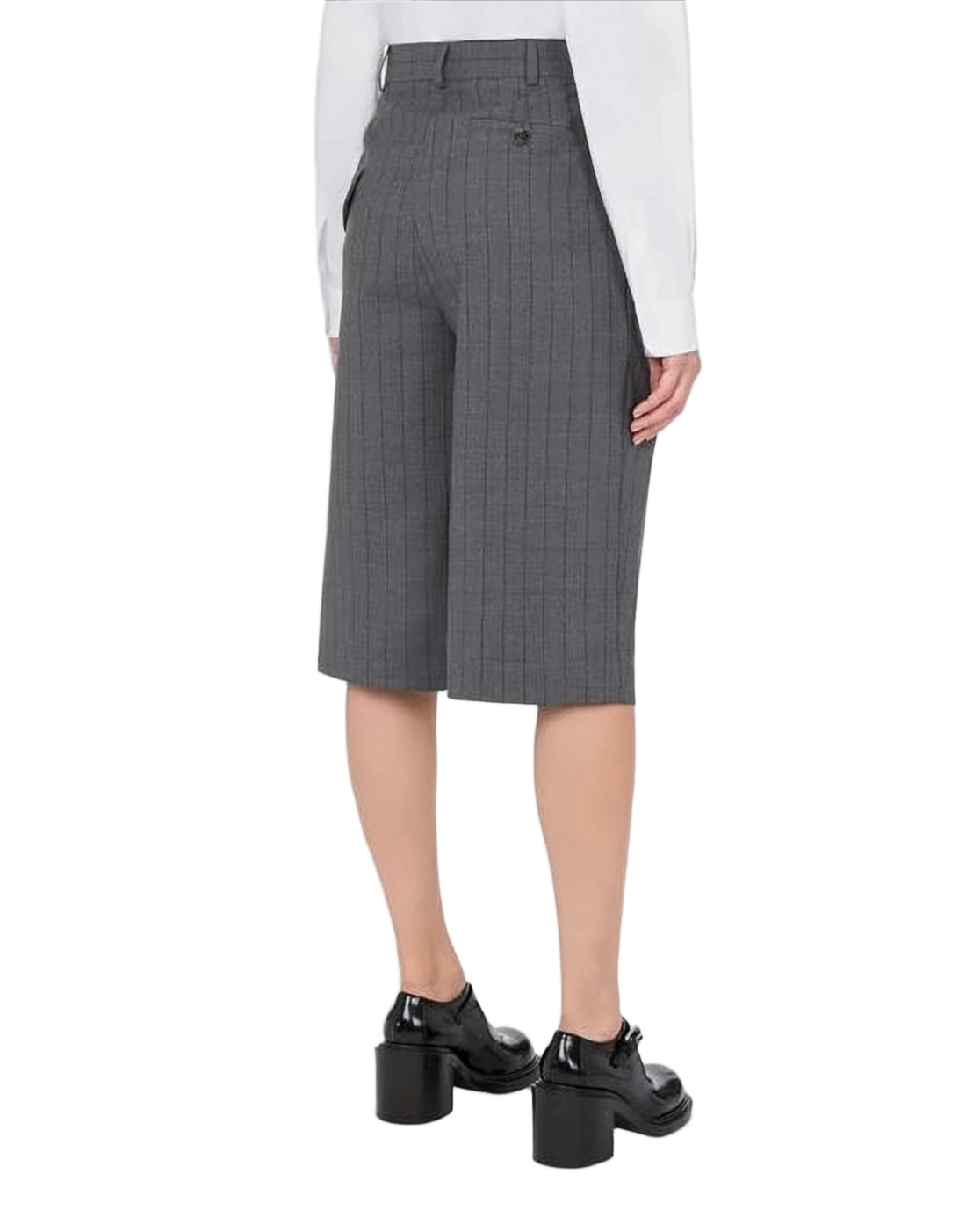 Tailored Knee-Length Shorts with Pinstripe Pattern