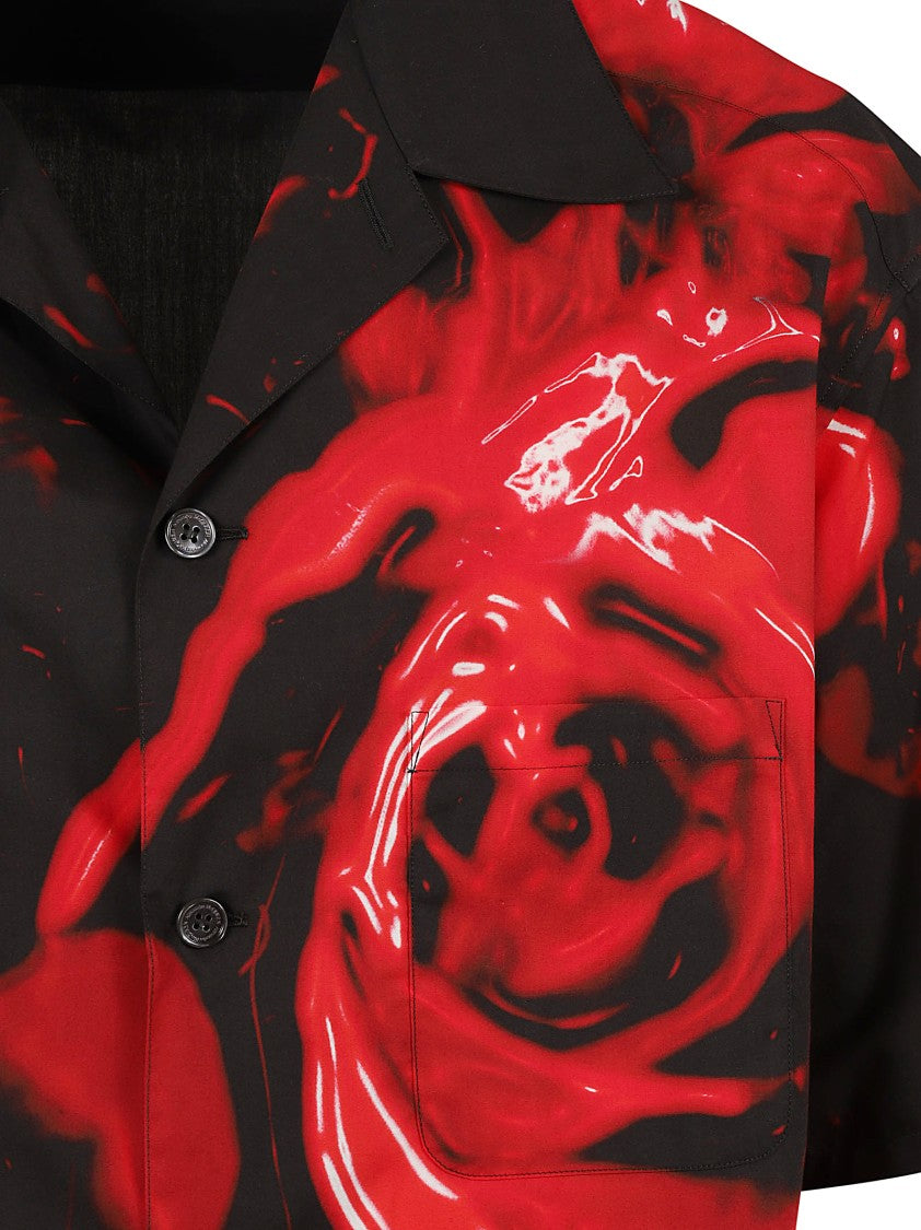 Short-Sleeved Floral Print Alexander Mcqueen Shirt