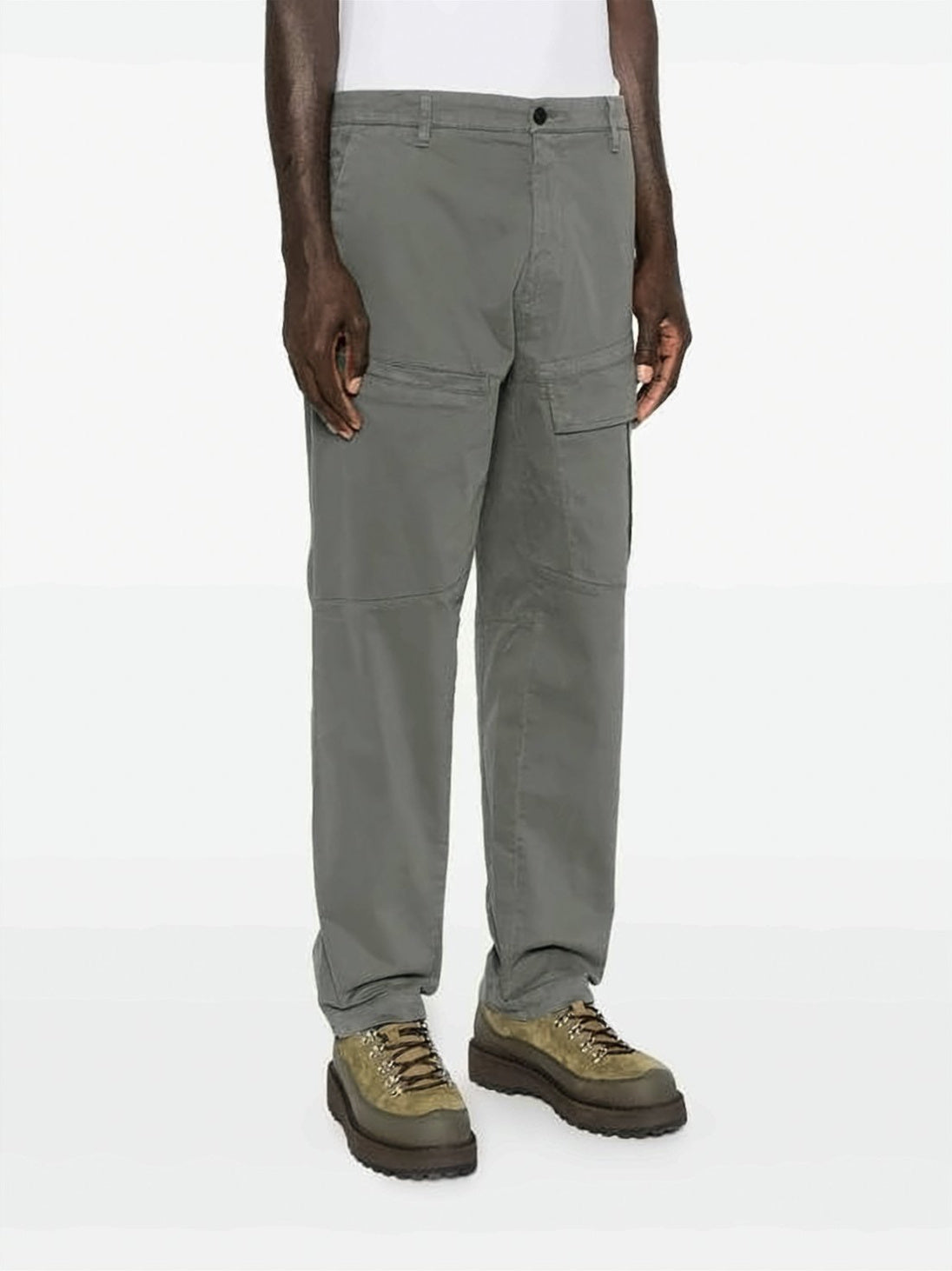 Relaxed Fit Straight Pants with Mid-Rise Wais