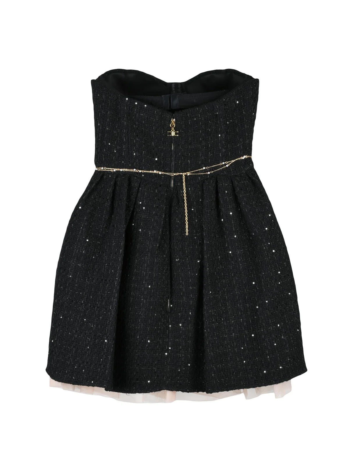 Black Cotton Acrylic Polyester Viscose Polyamide Women Dress