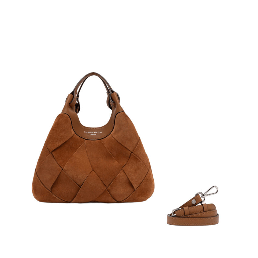 Geometric Pattern Suede Handbag