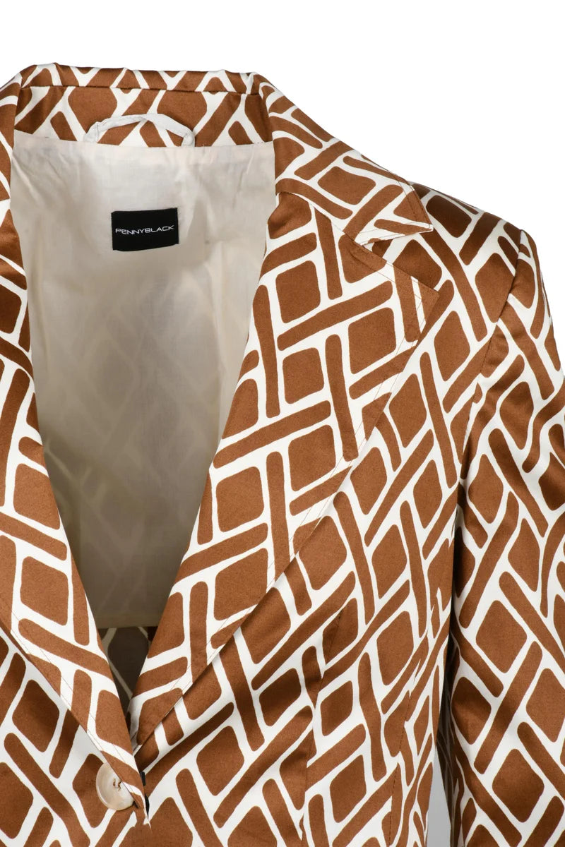 Nabot Fitted Jacket - Beige/Rust