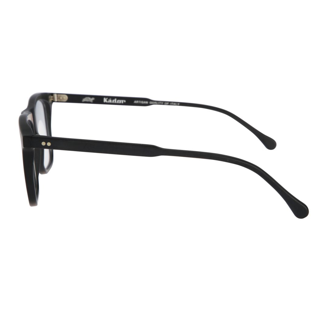 Greg Matte Black Rectangular Frame Eyeglasses with Metallic Details