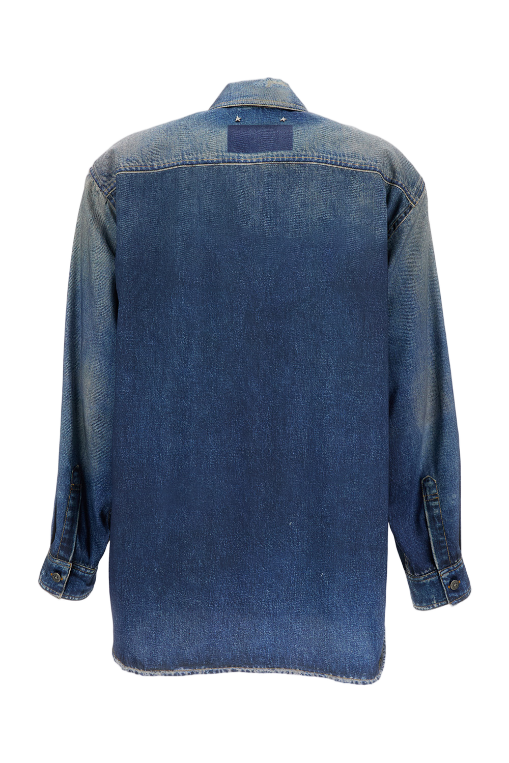 Casual Oversized Denim Shirt with Distressed Finish