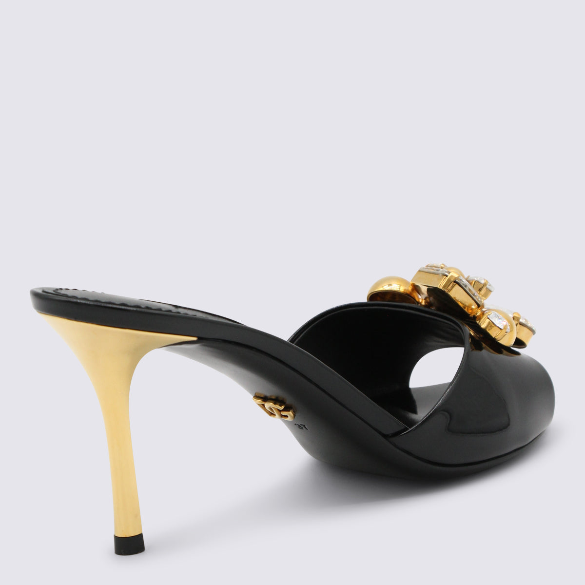 Black Crystal-Detail Sandals