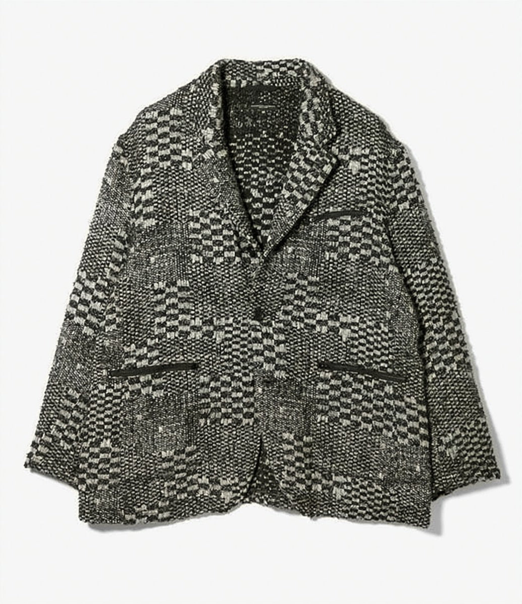 Textured Patchwork Jacket with Classic Lapel