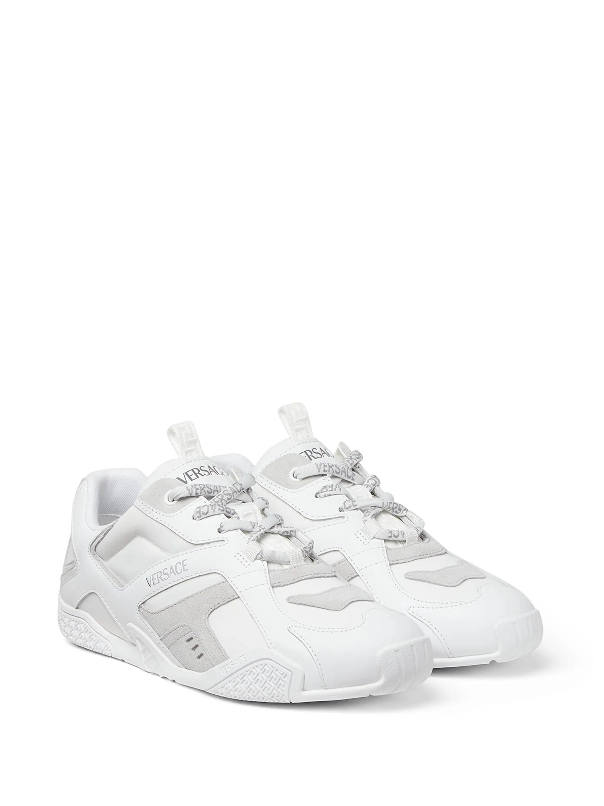White Galaxia Mixed Leather Low-Top Sneakers