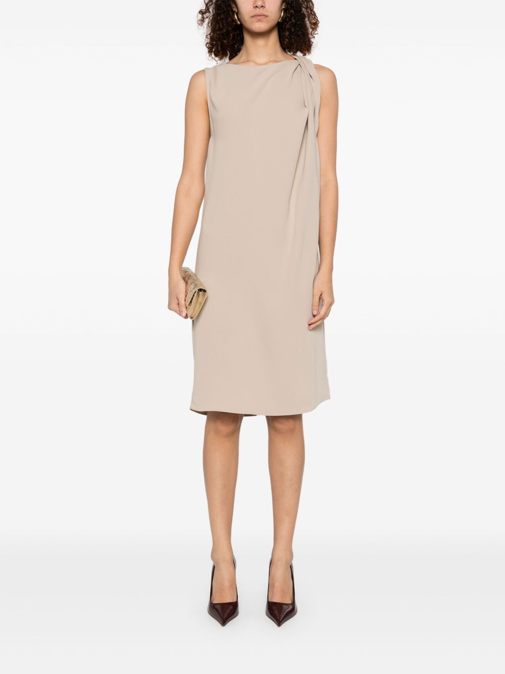 Knee-Length Sleeveless Dress with Draped Detail