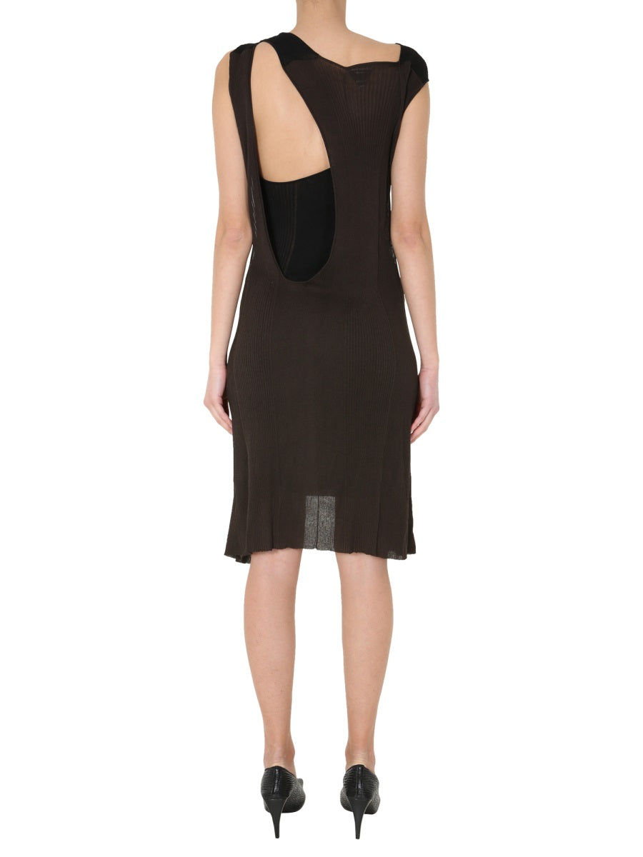 Sleeveless Round Neck Midi Dress with Cotton-Silk Blend