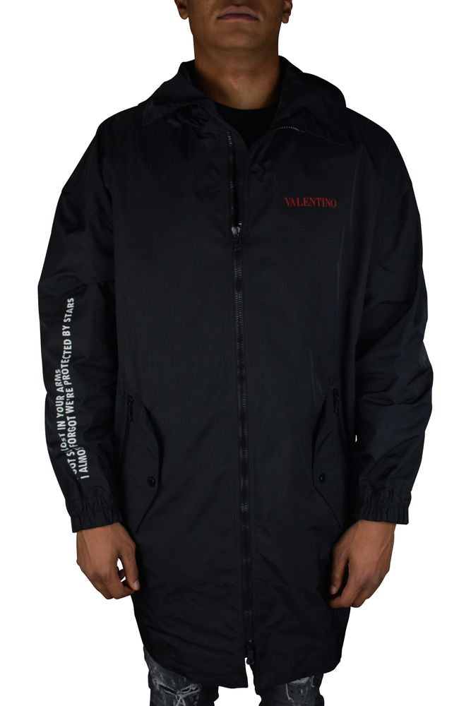 Hooded Waterproof Jacket With Moon Print