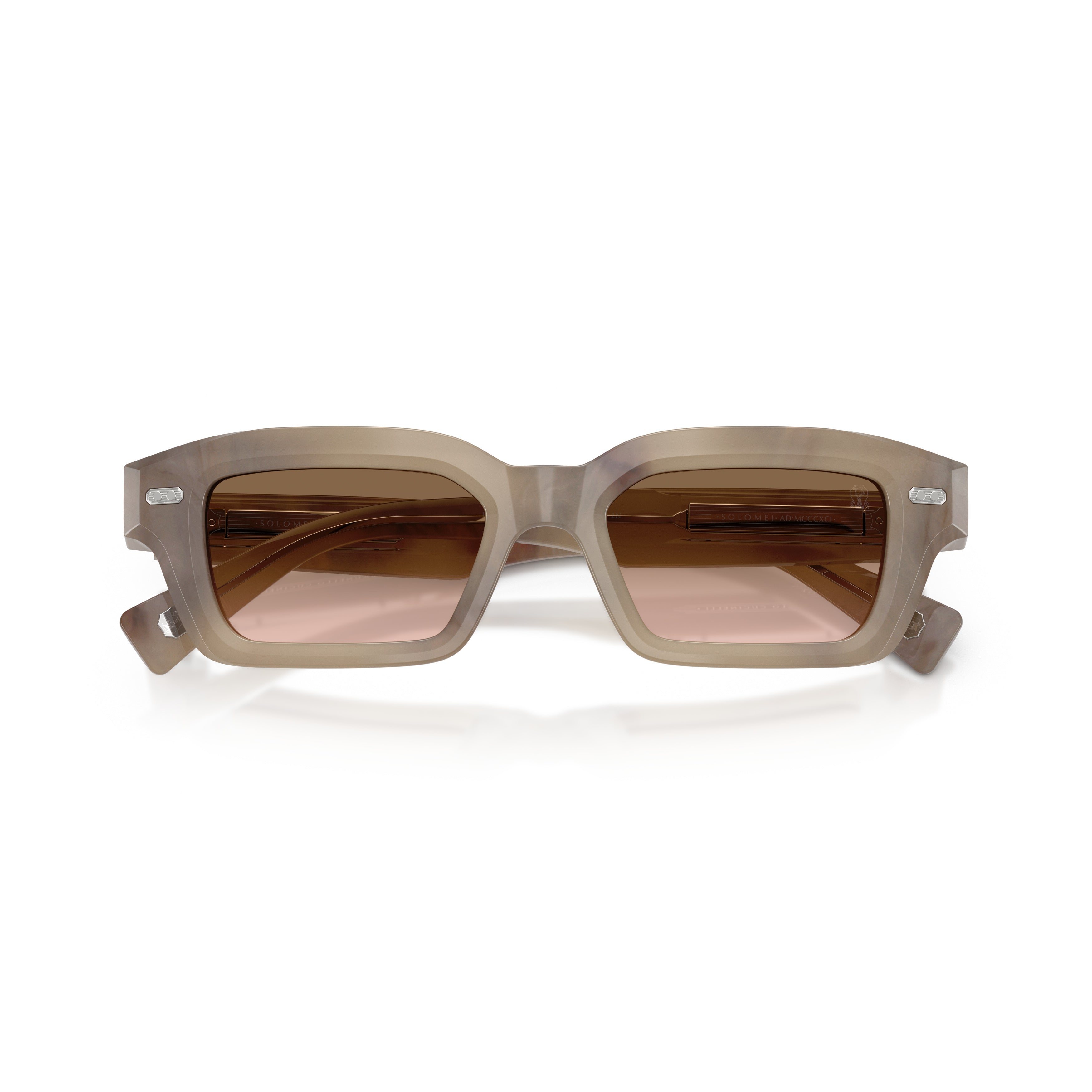 0bc4019s Rectangular Acetate Sunglasses with Gradient Brown Lenses