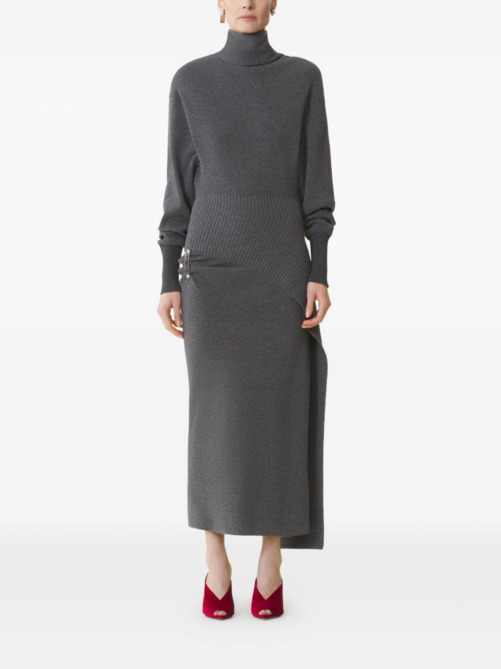 Asymmetrical Grey Midi Dress