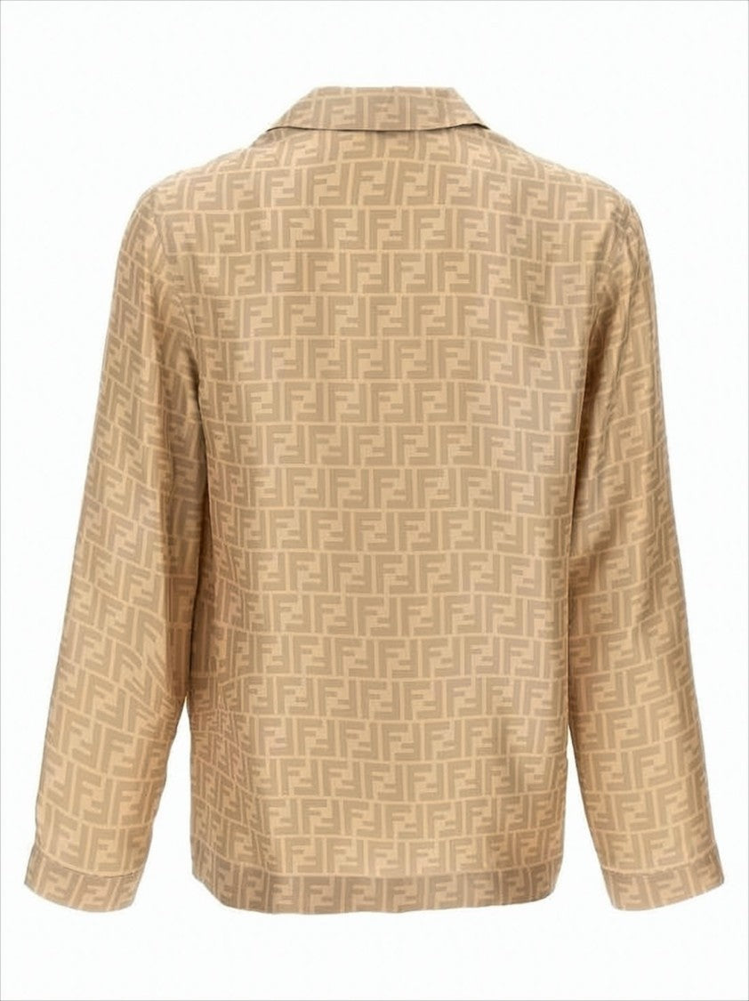 Tonal Geometric Pattern Silk Shirt