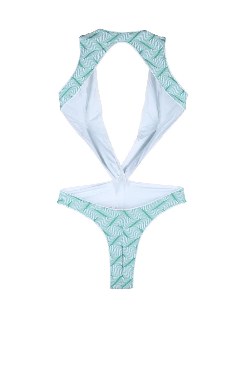 Textured One-Piece Swimsuit with Bold Cut-Outs