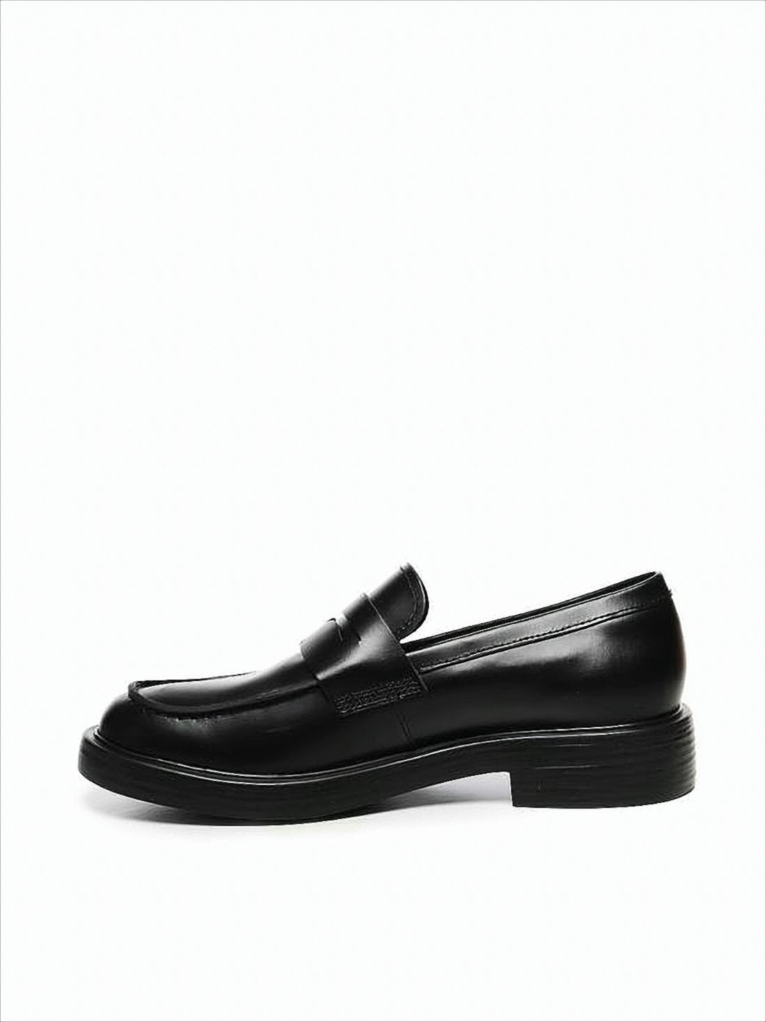 Calf Leather Loafers with Penny Strap Detail