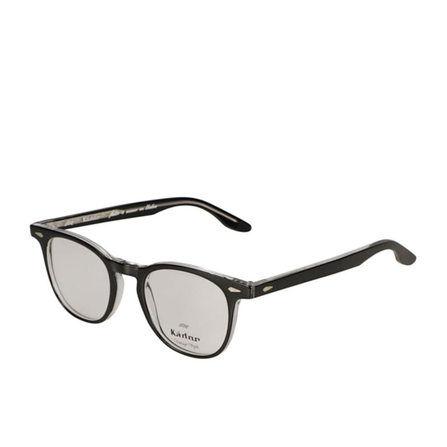 Klark Classic Round Frame Eyeglasses with Translucent Gray Temples