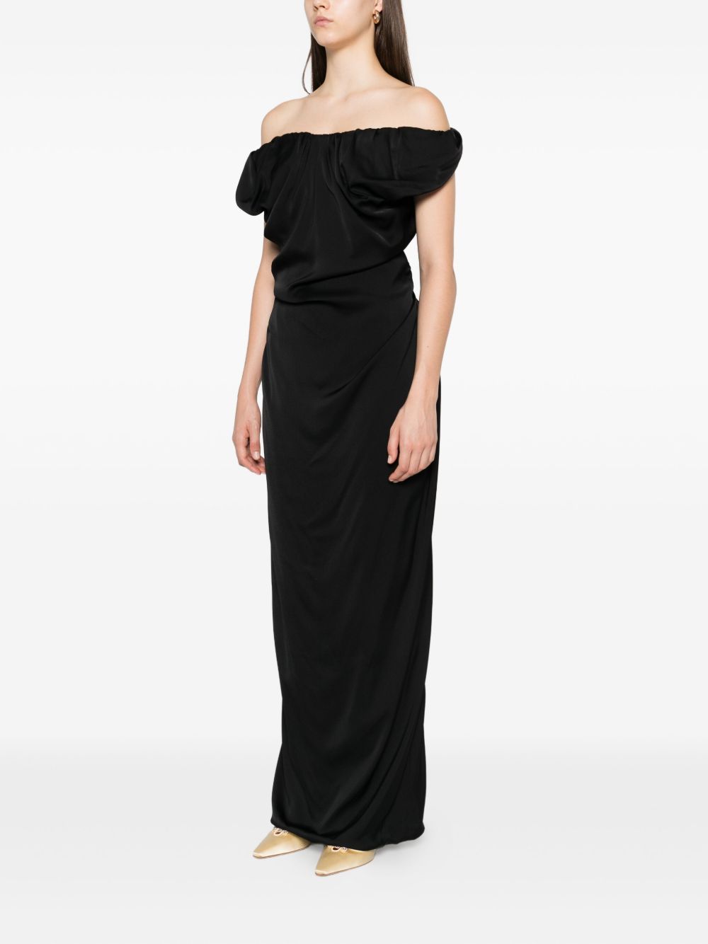 Off-Shoulder Black Maxi Dress