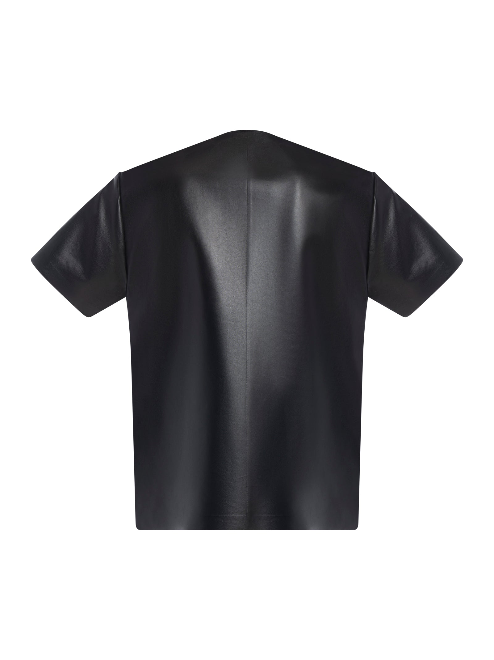 Short-Sleeved Crewneck T-Shirt In Plongé Nappa Leather