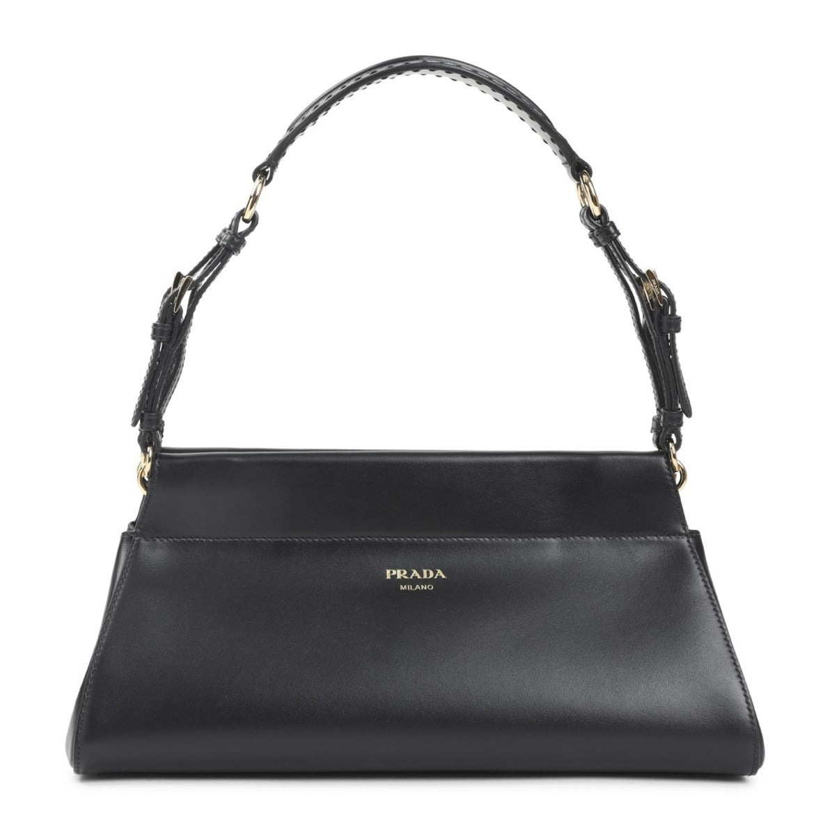 Rectangular Black Calf Leather Handbag
