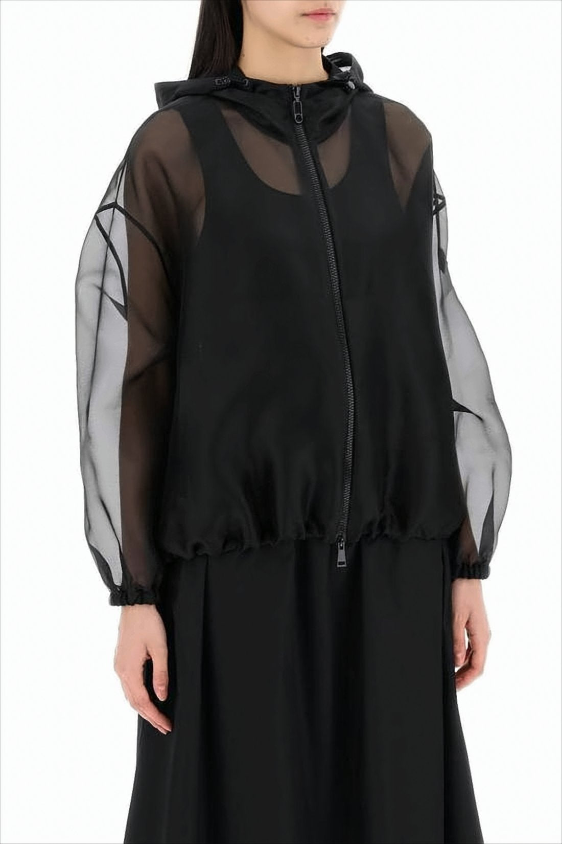 Translucent Lightweight Jacket with Voluminous Sleeves