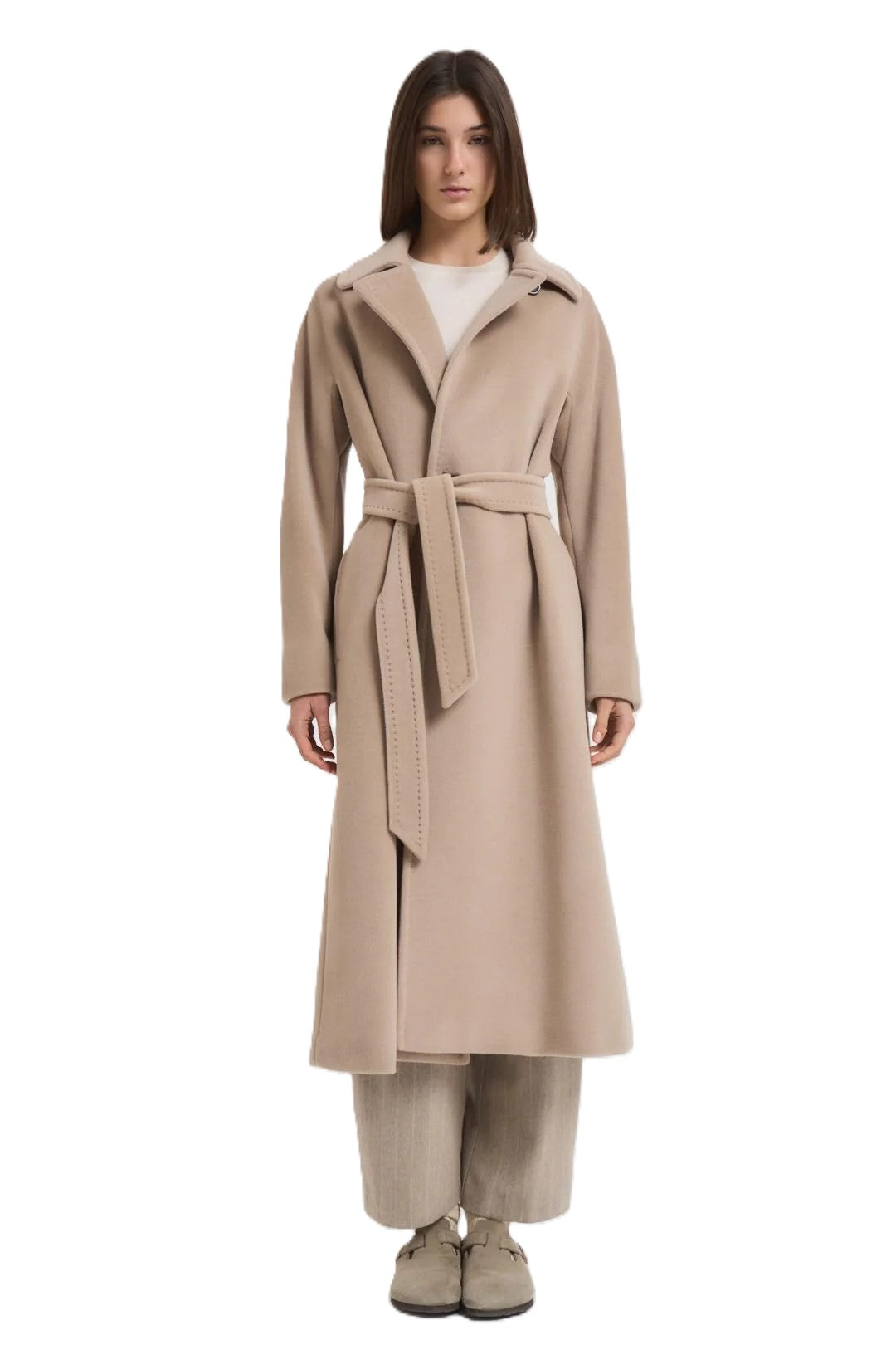 Classic Long Coat With Wide Notched Collar
