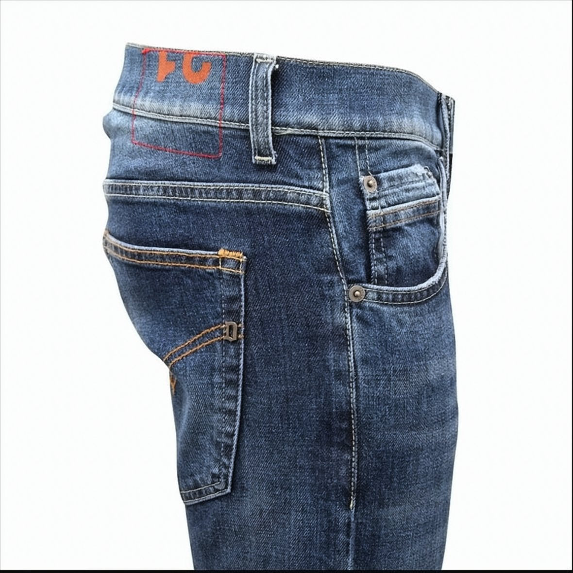 Bleached Denim Trousers With Turn-Ups