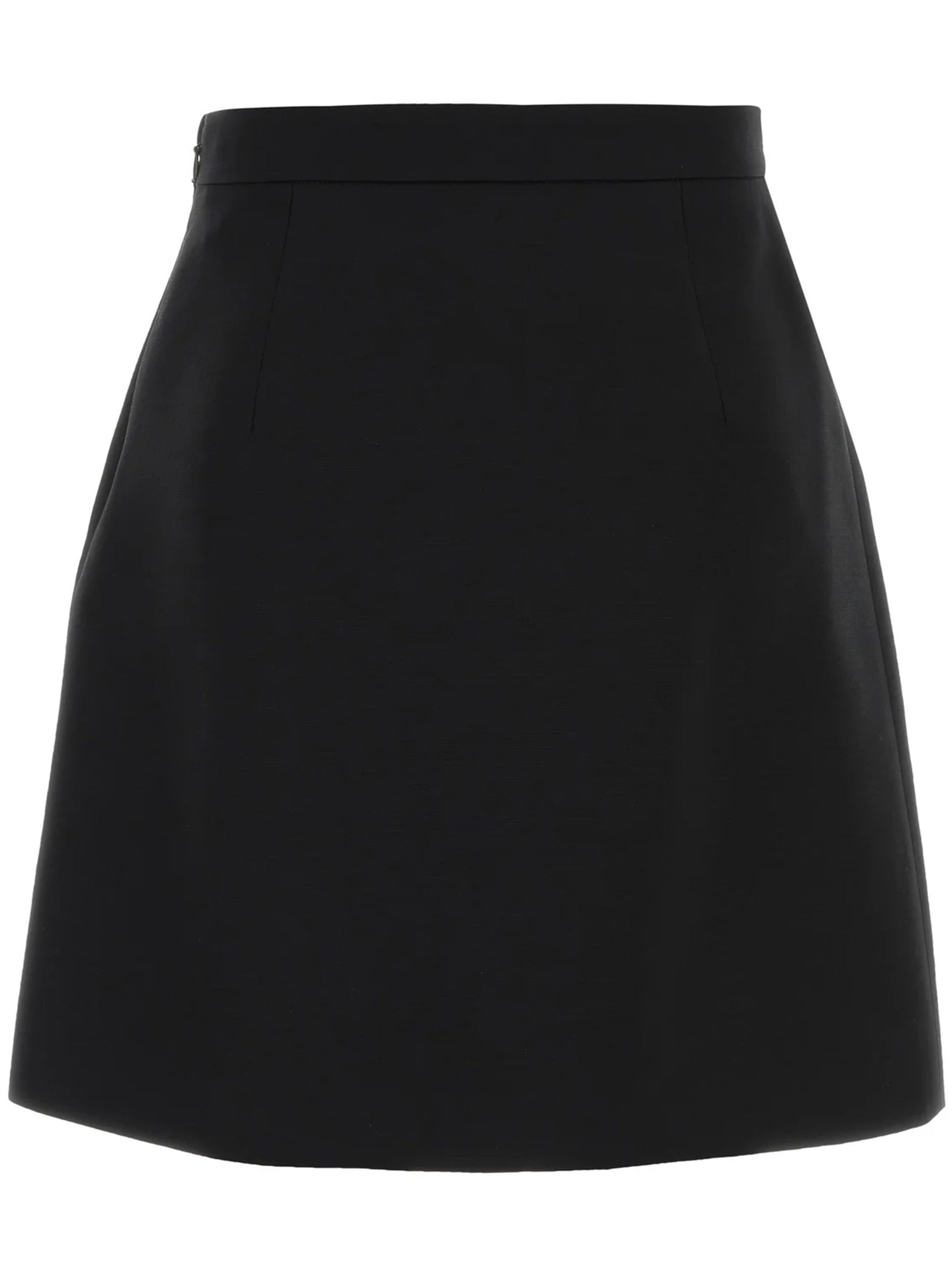 Black Structured A-line Cotton Mini Skirt