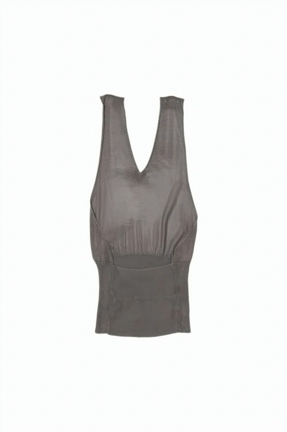 Fitted Sleeveless Top with Ribbed Waistband and Keyhole Cutout