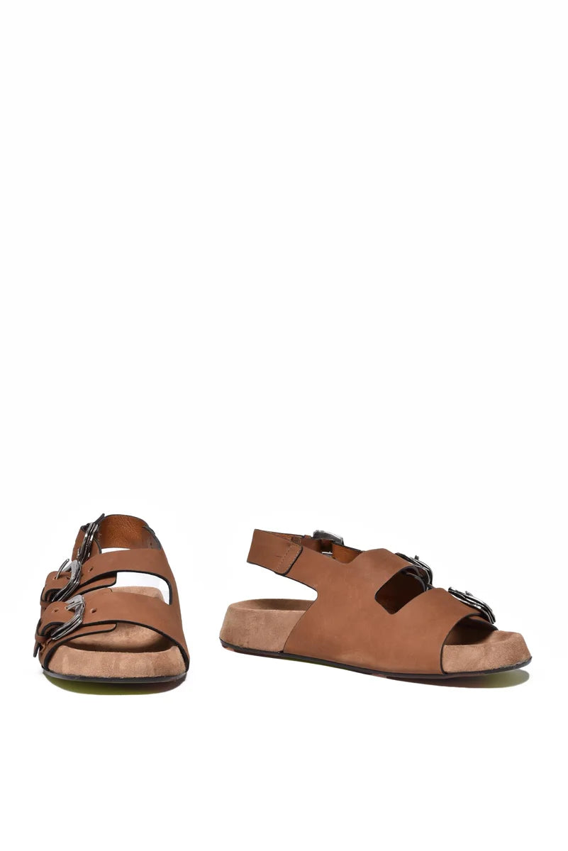 Ernesto Dolani Leather Suede Sandal 3cm Heel