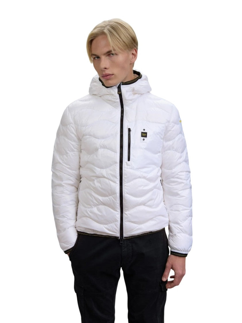 Quilted Down Jacket with Wave Pattern