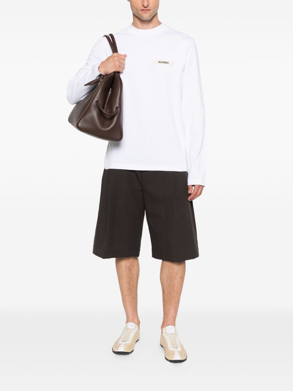 White Long-Sleeve Crew Neck T-Shirt