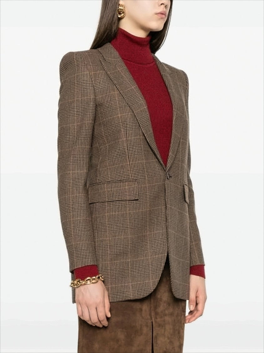 Tailored Plaid Wool-Blend Blazer