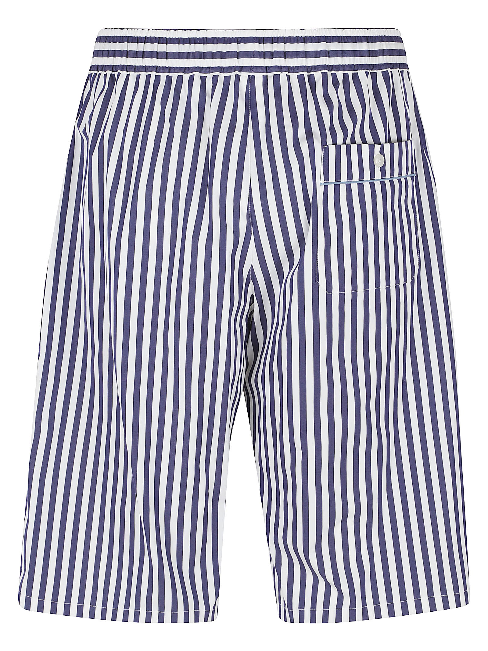 Vertical Striped Bermuda Shorts In Cotton-Silk Blend