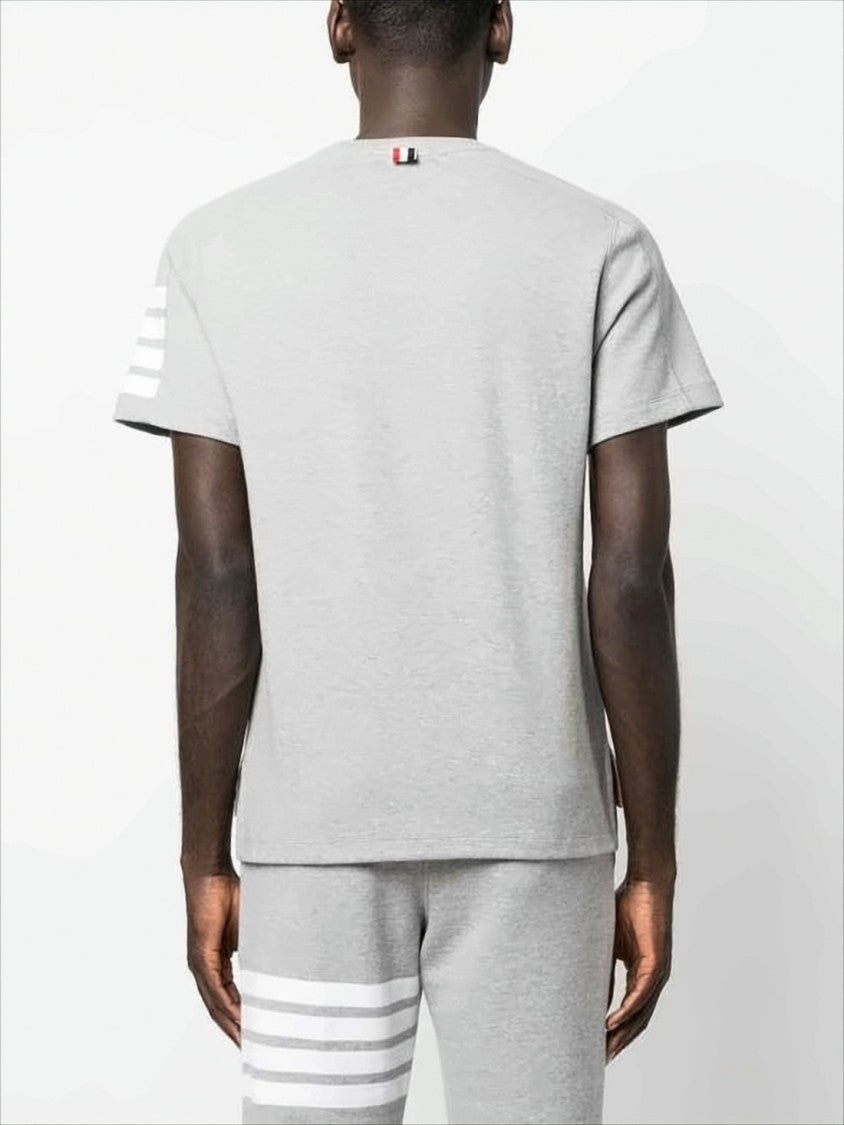 Heather Grey Short-Sleeve T-Shirt with Distinctive Stripe Detail
