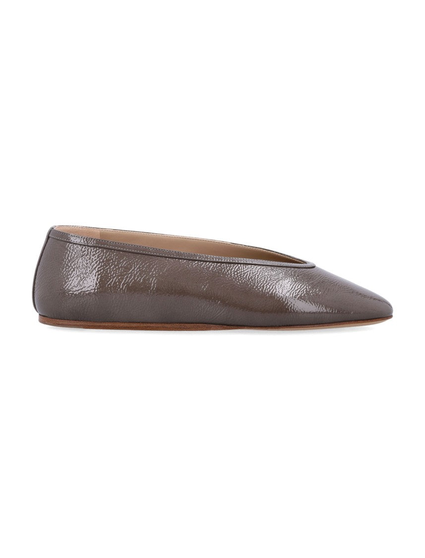 Luna Taupe Patent Leather Slippers